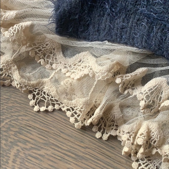 LF Fuzzy Navy Sweater with Lace Details - Picture 2 of 2